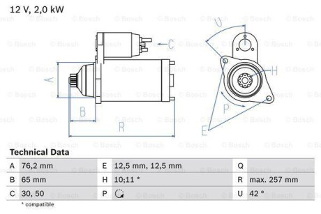 Стартер BOSCH 0 986 018 390