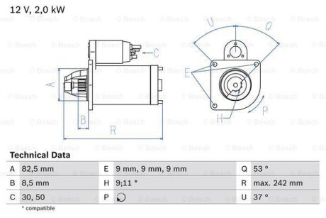 Стартер BOSCH 0 986 018 450