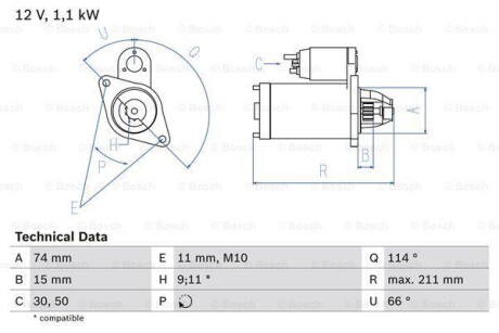 Стартер BOSCH 0 986 018 480