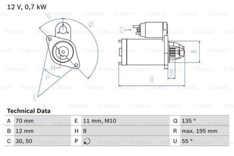 Стартер BOSCH 0 986 018 630