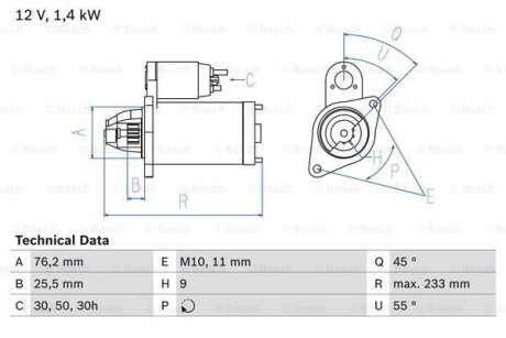 Стартер BOSCH 0 986 018 890