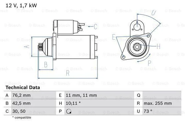Стартер BOSCH 0 986 020 280 (фото 1)
