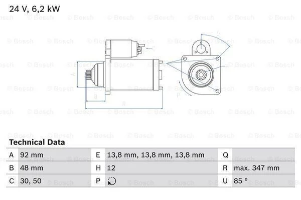 Стартер BOSCH 0 986 022 980 (фото 1)