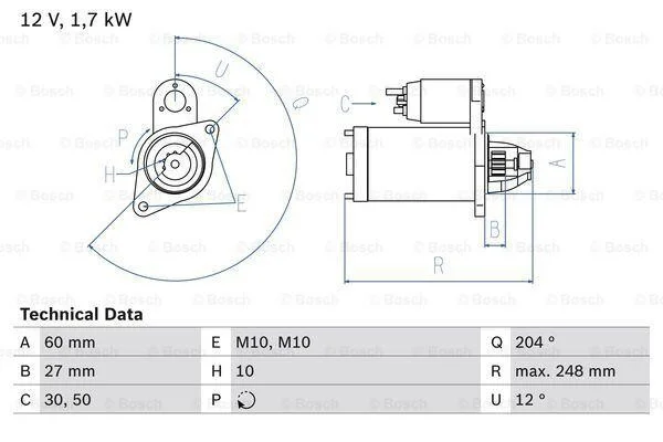 Стартер BOSCH 0 986 023 100 (фото 1)