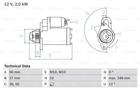 Стартер BOSCH 0 986 023 110