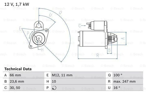 Стартер BOSCH 0 986 024 030 (фото 1)