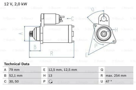 Стартер BOSCH 0 986 025 070