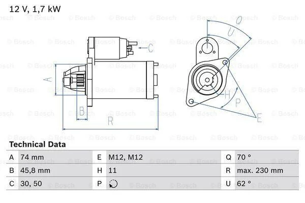 Стартер BOSCH 0 986 025 130 (фото 1)