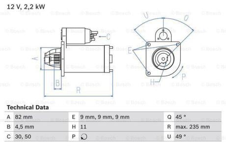 Стартер BOSCH 0 986 025 550