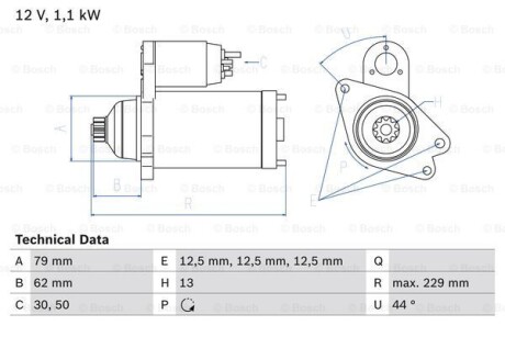 Стартер BOSCH 0 986 029 110