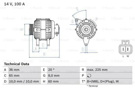 Генератор BOSCH 0 986 043 981