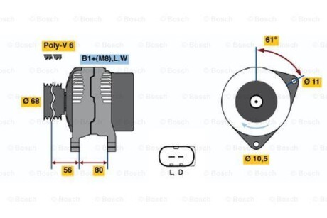 Генератор BOSCH 0 986 044 890