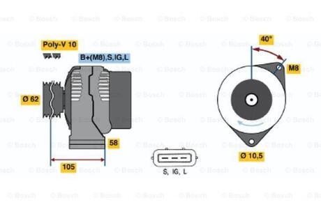 Генератор BOSCH 0 986 045 170