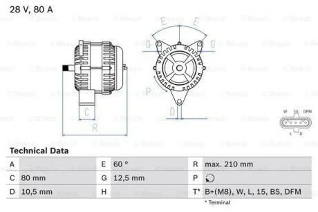 Генератор BOSCH 0 986 048 100