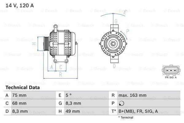 Генератор BOSCH 0 986 049 670 (фото 1)