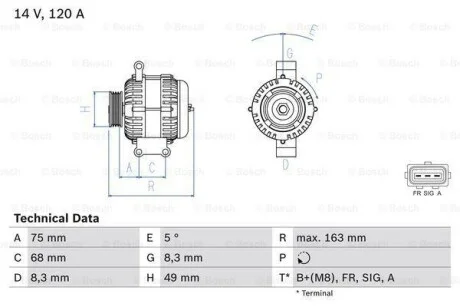 Генератор BOSCH 0 986 049 670
