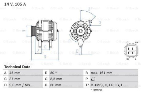 Генератор BOSCH 0 986 082 410