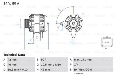 Генератор BOSCH 0 986 082 740