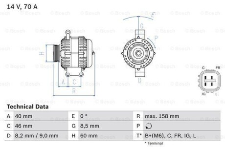 Генератор BOSCH 0 986 082 800