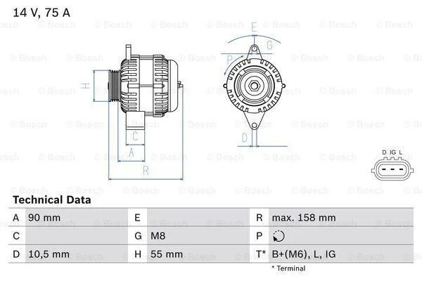 Генератор BOSCH 0 986 082 830 (фото 1)