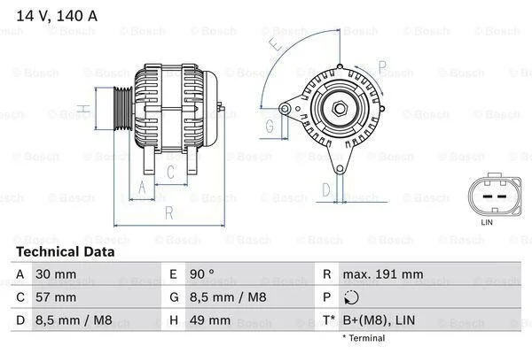 Генератор BOSCH 0 986 083 140 (фото 1)