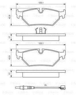 Колодки гальмівні (задні) Citroen Evasion/Fiat Ulysse/Lancia Zeta/Peugeot 806 94-02 (+датчики) BOSCH 0 986 424 027