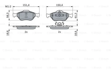 Тормозные колодки дисковые, комплект BOSCH 0 986 424 034