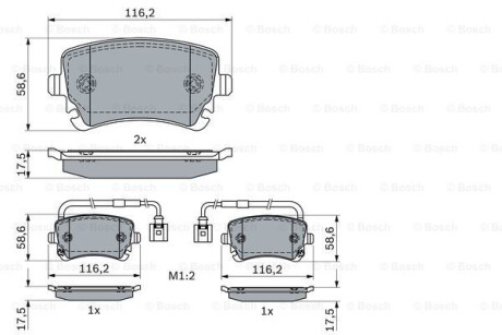 Тормозные колодки дисковые, комплект BOSCH 0 986 424 057