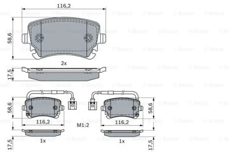 Тормозные колодки дисковые, комплект BOSCH 0 986 424 057