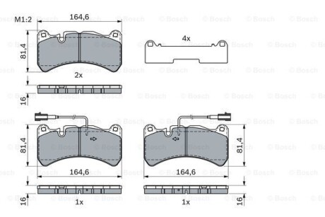 Тормозные колодки дисковые, комплект BOSCH 0 986 424 104