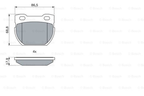 Тормозные колодки дисковые, комплект BOSCH 0 986 424 606