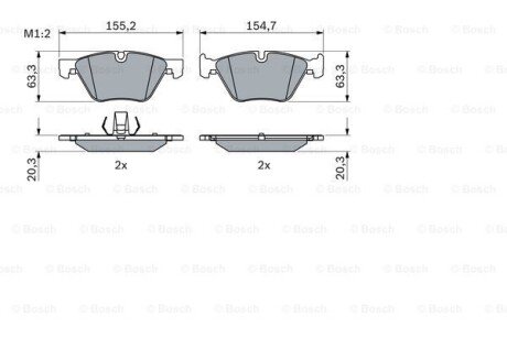 Колодки гальмівні (передні) BMW 1 (E81/E82)/3 (E90-E93)/X1 (E84)/Z4 (E89) 04-16 BOSCH 0 986 424 621 (фото 1)