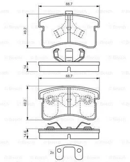 Тормозные колодки дисковые, комплект BOSCH 0 986 424 642