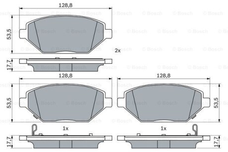 Тормозные колодки дисковые, комплект BOSCH 0 986 424 843