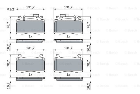 Тормозные колодки дисковые, комплект BOSCH 0 986 424 851