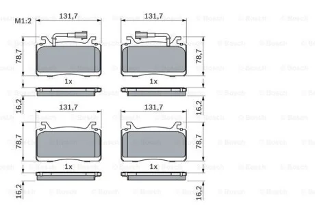 Тормозные колодки дисковые, комплект BOSCH 0 986 424 851