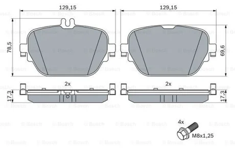 Тормозные колодки дисковые, комплект BOSCH 0 986 424 858