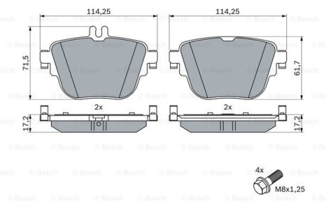 Тормозные колодки дисковые, комплект BOSCH 0 986 424 859