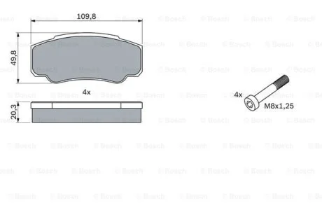Тормозные колодки дисковые, комплект BOSCH 0 986 424 876