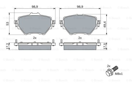 Тормозные колодки дисковые, комплект BOSCH 0 986 424 878