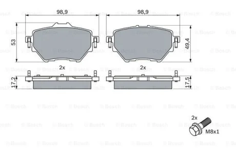 Тормозные колодки дисковые, комплект BOSCH 0 986 424 878