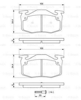 Колодки гальмівні (задні) Renault 19 88-95/Clio 91-98 BOSCH 0 986 461 149