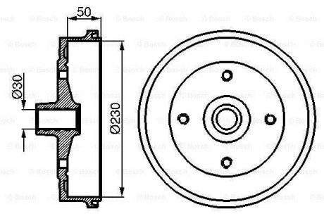 Тормозной барабан задний BOSCH 0 986 477 030