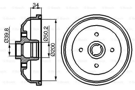 Тормозной барабан задний BOSCH 0 986 477 040