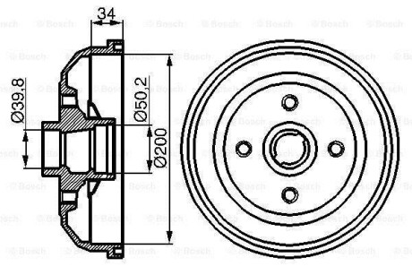 Тормозной барабан задний BOSCH 0 986 477 056