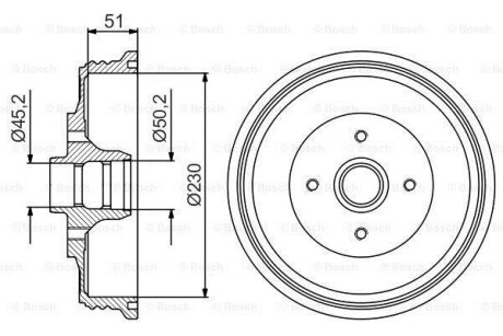 Тормозной барабан задний BOSCH 0 986 477 178