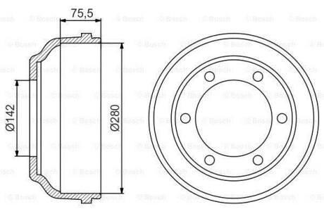 Тормозной барабан задний BOSCH 0 986 477 195