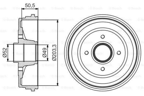 Тормозной барабан со ступичным подшипником в сборе BOSCH 0 986 477 206