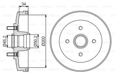 Тормозной барабан задний BOSCH 0 986 477 250