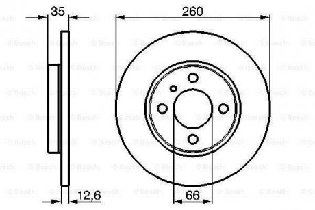 Диск гальмівний (передній) BMW 3 (E30) -91 M10/M40 (260x12.6) BOSCH 0 986 478 029